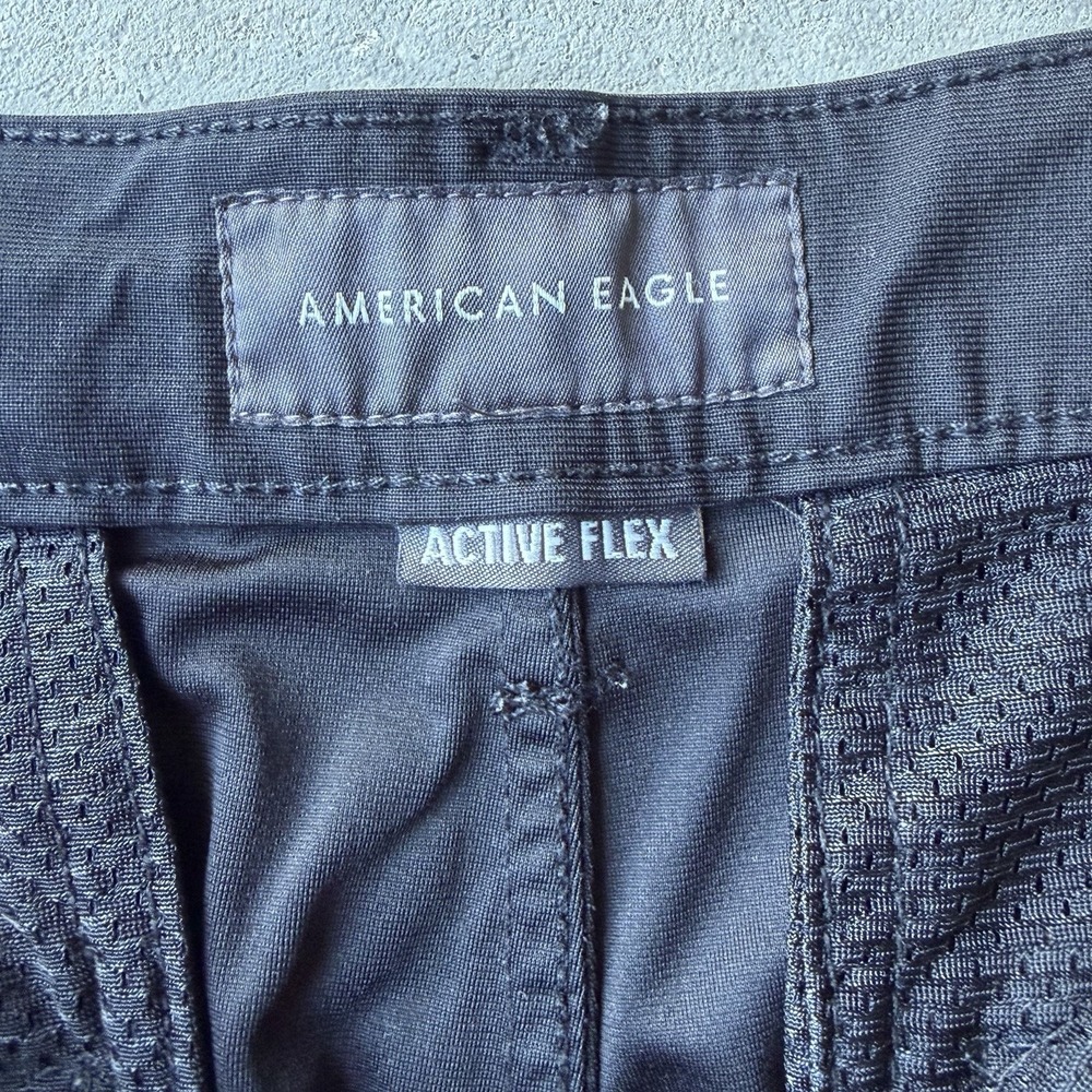 American Eagle Active Flex Black Chino Pants Mens 30" Waist Slim Tapered Stretch - Picture 2 of 7